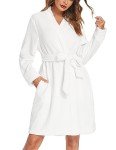 Ekouaer Women's Soft Plush Short Bathrobe - White