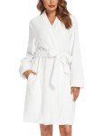 Ekouaer Women's Soft Plush Short Bathrobe - White