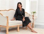 Lightweight Black Knit Bathrobe for Women