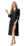 Lightweight Black Knit Bathrobe for Women