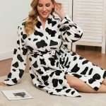 Cute Plus Size Leopard Print Fleece Bathrobe