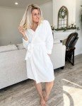Ekouaer Women's Soft Plush Short Bathrobe - White