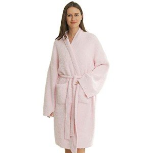 Soft Knit Spa Robe with Pockets - Pink