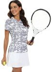 MoFiz 1/4 Polo Shirt for Women Short Sleeve Golf T-shirt Soft Breathable Yoga Running Hiking Top Camo Grey,M