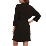 Lightweight Black Kimono Robe for Women - XL