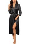 Hotouch Women's Satin Kimono Robe with Pockets