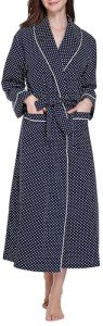 Lavenderi Women's Cotton Long Kimono Bathrobe, Navy