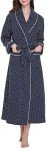 Lavenderi Women's Cotton Long Kimono Bathrobe, Navy
