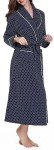 Lavenderi Women's Cotton Long Kimono Bathrobe, Navy