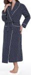 Lavenderi Women's Cotton Long Kimono Bathrobe, Navy