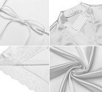 Ekouaer Women's Lace-Trim Satin V-Neck Robe