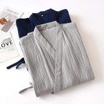 Elegant Gray Cotton Kimono Robe for Women