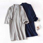 Elegant Gray Cotton Kimono Robe for Women