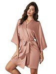 Rose Gold Satin Kimono Robe for Women