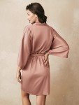 Rose Gold Satin Kimono Robe for Women
