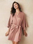 Rose Gold Satin Kimono Robe for Women