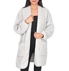 Light Grey Luxury Borg Bathrobe for Women
