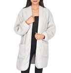 Light Grey Luxury Borg Bathrobe for Women