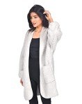 Light Grey Luxury Borg Bathrobe for Women