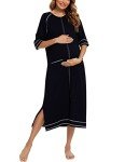 Women's Black Casual Pajamas Robe with Pockets