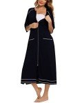 Women's Black Casual Pajamas Robe with Pockets