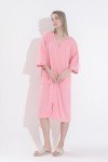 Pink Women's Short Sleeve Zipper Front Robe