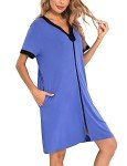 Lavender Short Sleeve Zipper Front House Coat