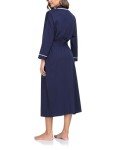 Navy Blue 100% Cotton Women's Long Kimono Robe