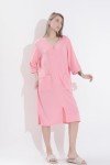Pink Women's Short Sleeve Zipper Front Robe