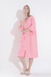 Pink Women's Short Sleeve Zipper Front Robe