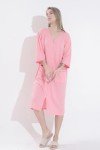 Pink Women's Short Sleeve Zipper Front Robe
