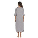 Light Grey Short Sleeve Zipper Robe for Women