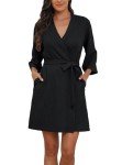 Soft Waffle Robe with 3/4 Sleeves for Women