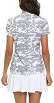 MoFiz 1/4 Polo Shirt for Women Short Sleeve Golf T-shirt Soft Breathable Yoga Running Hiking Top Camo Grey,M