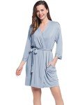 Joyaria Plus Size Bamboo Jersey Kimono Robe - Dusty Blue