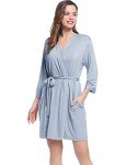 Joyaria Plus Size Bamboo Jersey Kimono Robe - Dusty Blue
