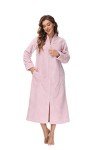 Soft Plush Zipper Robe for Women - Chalky Rose