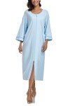 Light Blue Cotton Zipper Robe for Women