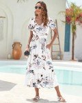 Floral V-Neck Maxi Dress with Pockets for Women