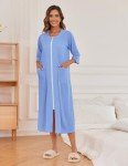 Ekouaer Women's Full Length Zipper Robe - Lilac