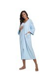 Light Blue Cotton Zipper Robe for Women