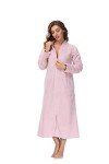 Soft Plush Zipper Robe for Women - Chalky Rose