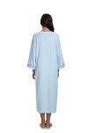 Light Blue Cotton Zipper Robe for Women