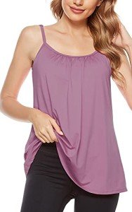 Purple Flowy Cami Tank Top with Shelf Bra