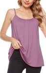 Purple Flowy Cami Tank Top with Shelf Bra