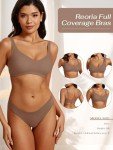 REORIA Women's Comfortable Wirefree Lounge Bra, Cocoa
