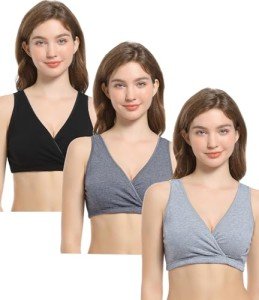 3-Pack Cotton Maternity Nursing Sleep Bras