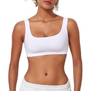 PrettyGuide Women's Soft Wireless Lounge Bra - White