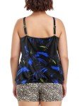 Ocean Blues Plus Size Feather Print Tankini Top