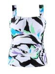 Floral Print Bandeau Ruched Tankini Top for Women